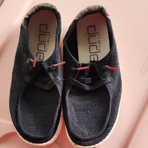 Hey Dude Black and Red Women's Loafers